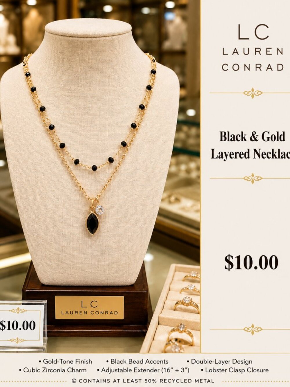 Lauren Conrad (LC) Double-Layer Cubic Zirconia Necklace